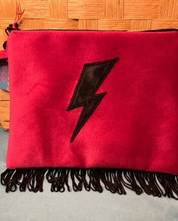Fringe Velvet Clutch With Lightning Bolt