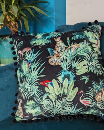 Jungle print on Black with Pom Pom edging- Ready to Go!!!