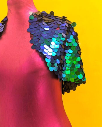 Sparkly Sequinned Cape/Capelet Teal Blue green -Ready To Go! Festival, Disco, Party or wedding