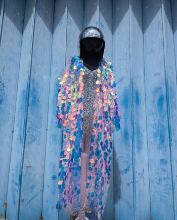 Ariel- Mermaid Iridescent Jumbo drop Sequinned Kimono Duster Coat - Choose Your Length & Sequin styles