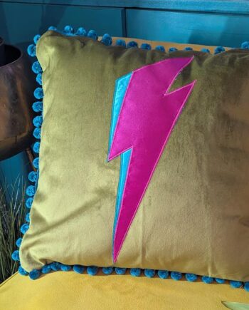Bowie Ziggy Stardust Lightning Bolt on Olive sage green Velvet - Ready to Go!!!