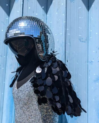 Cassie -super shiny glossy black jumbo sequinned cape/capelet for Disco, Raves, Parties or festival costume - Choose Your  Sequin colours
