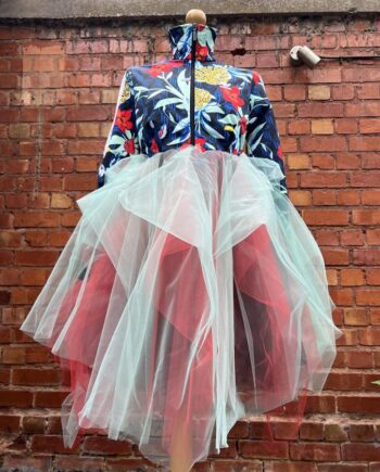 Reworked Tropical floral print adidas urban fairy with red & mint green tuile skirt